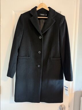 Ralph Lauren women's Wool Blend Walker Coat size 6 Black NWT